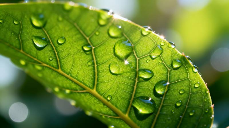 露珠叶脉图片
