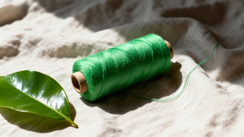 绿线与叶静置布上图片