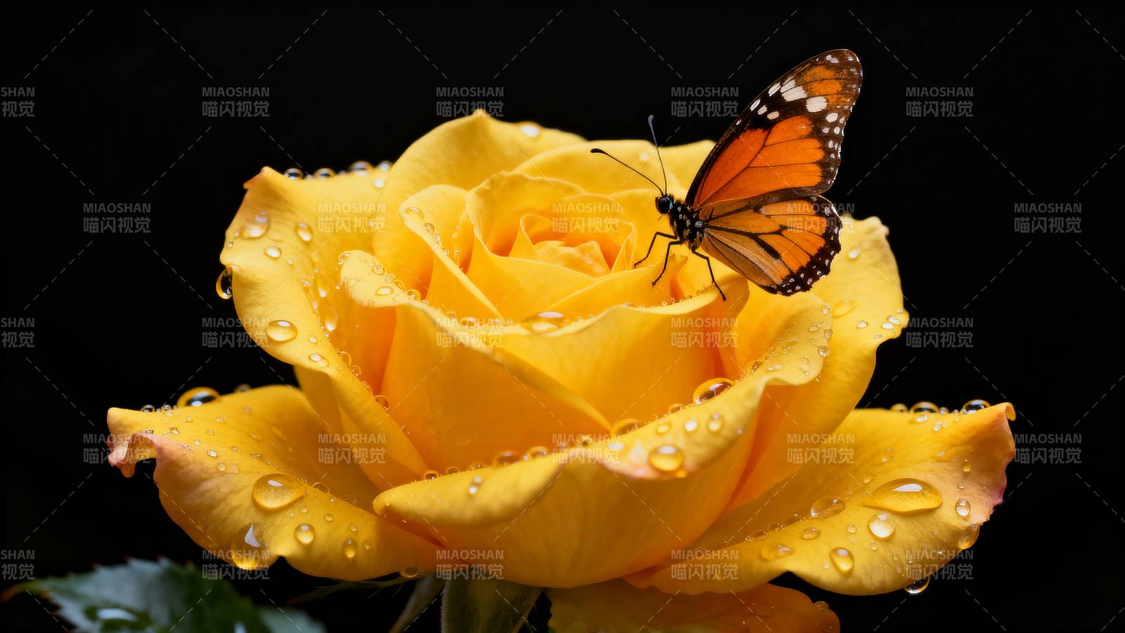 蝶舞黄玫瑰图片