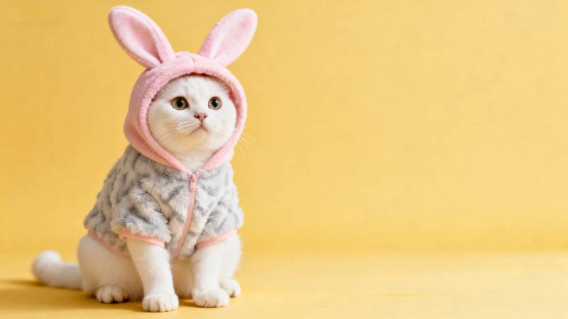 萌猫兔耳装图片