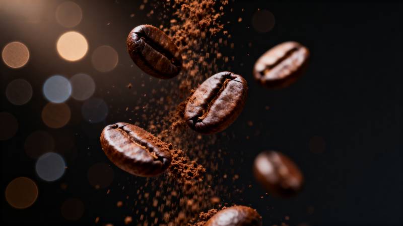 咖啡豆飞舞图片