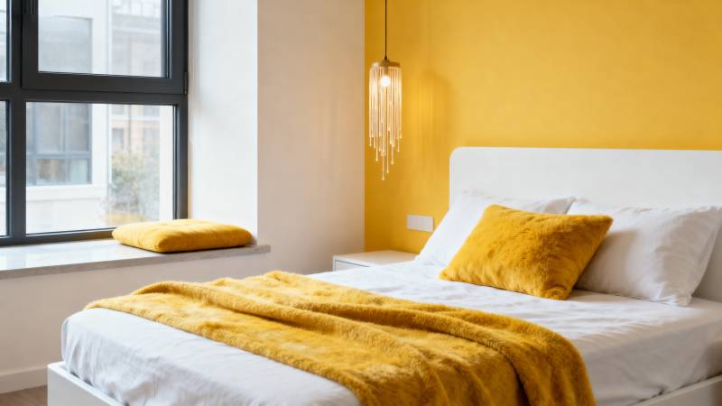 温馨黄调卧室图片