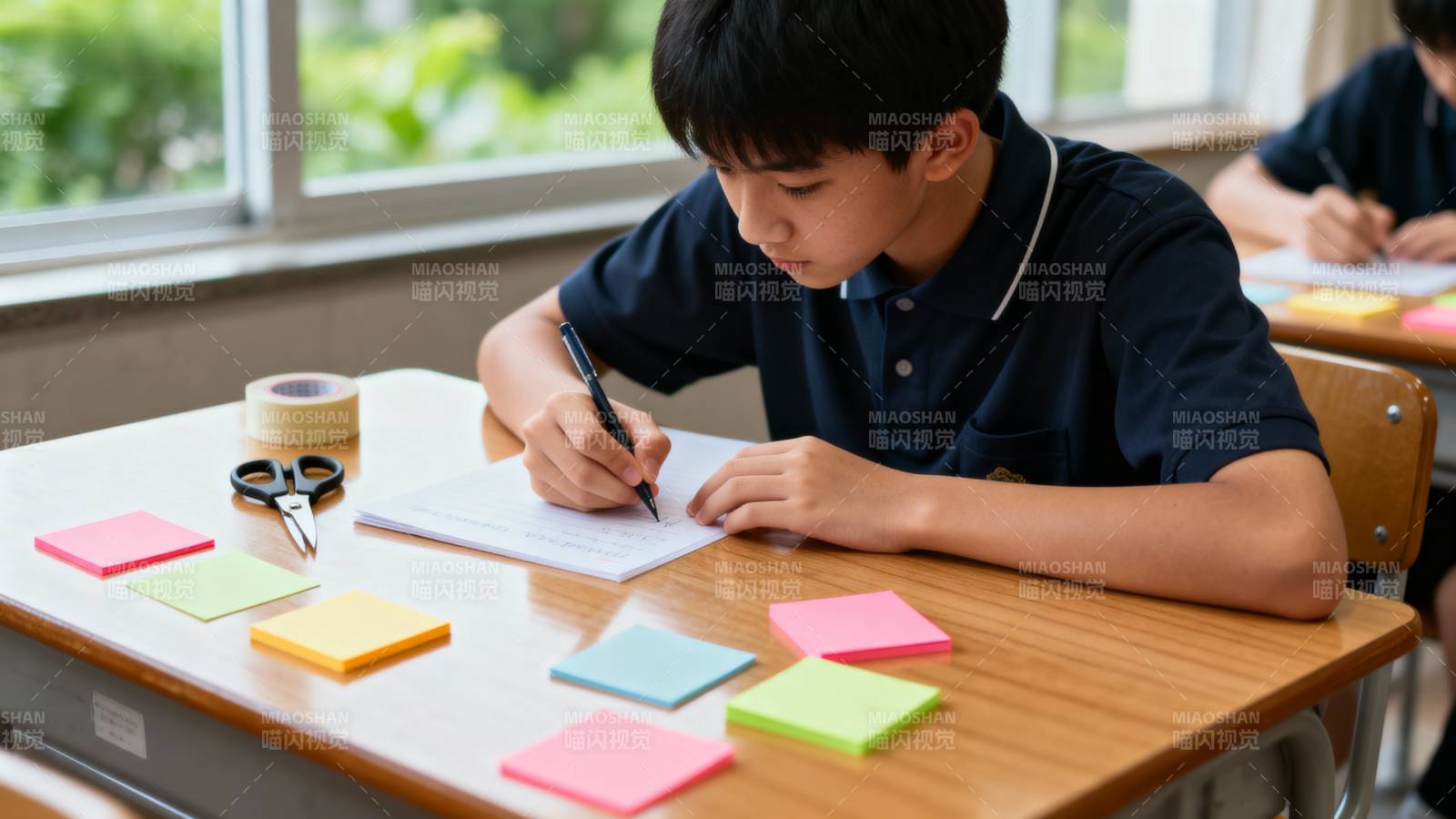 学生专注写作业图片