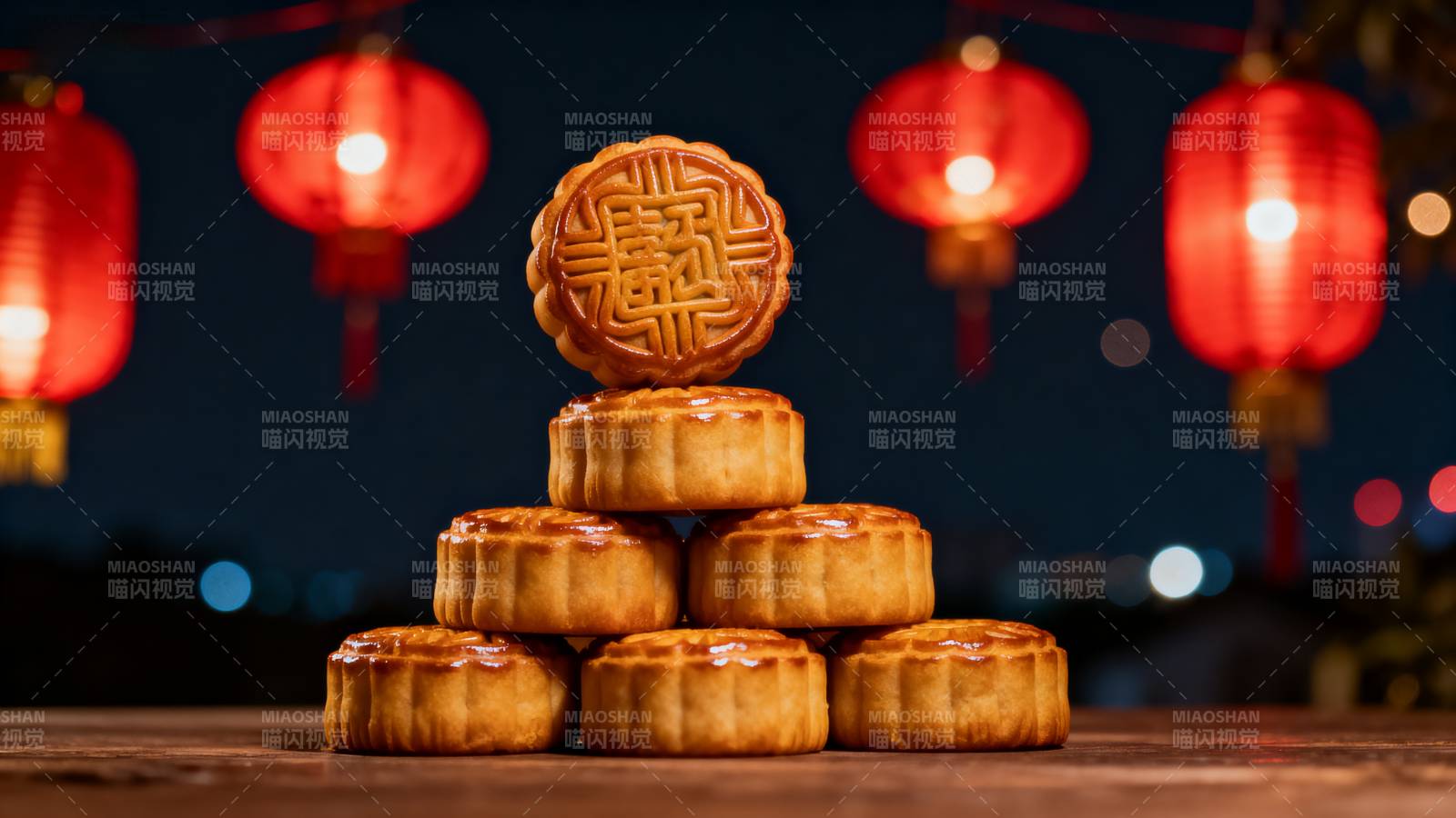 中秋月饼堆叠图图片