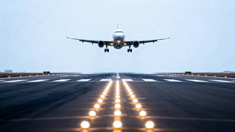 飞机降落跑道图片