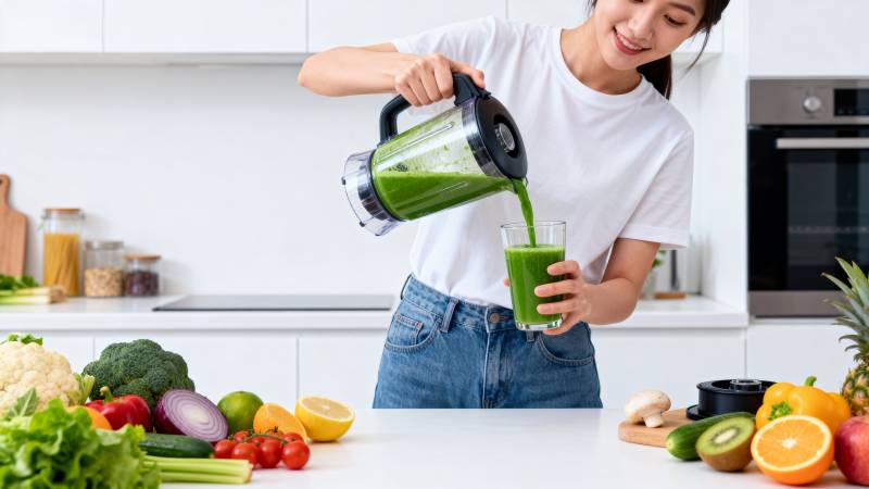 健康绿色果汁制作图片