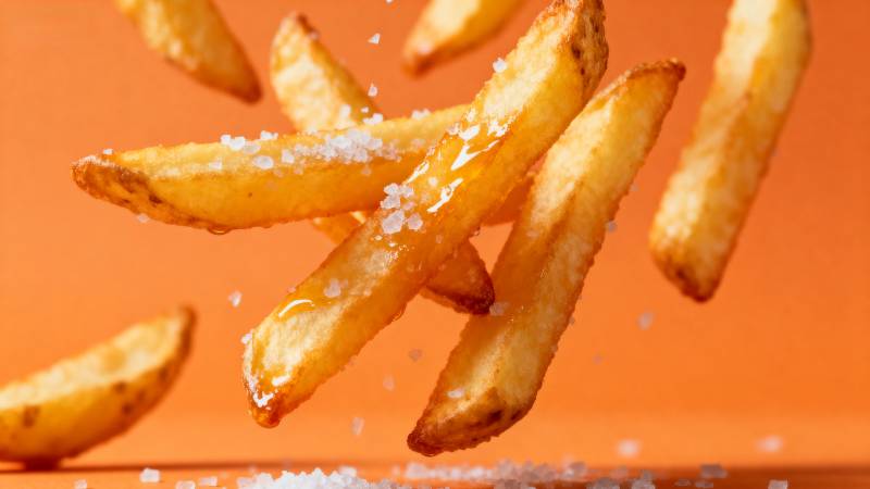 金黄薯条飞舞图片