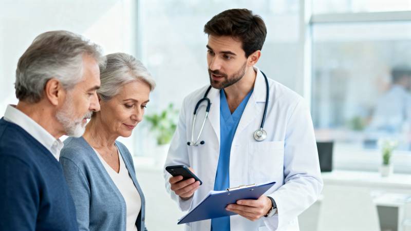 医生与老年患者交流图片