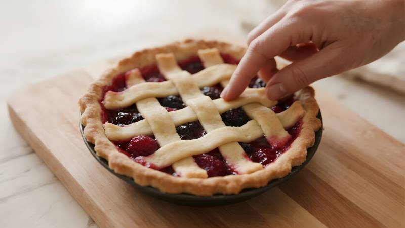 手作格纹果派图片