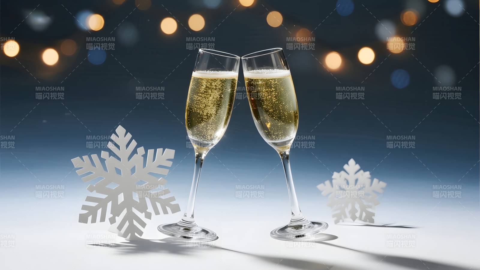 香槟雪夜共庆图片