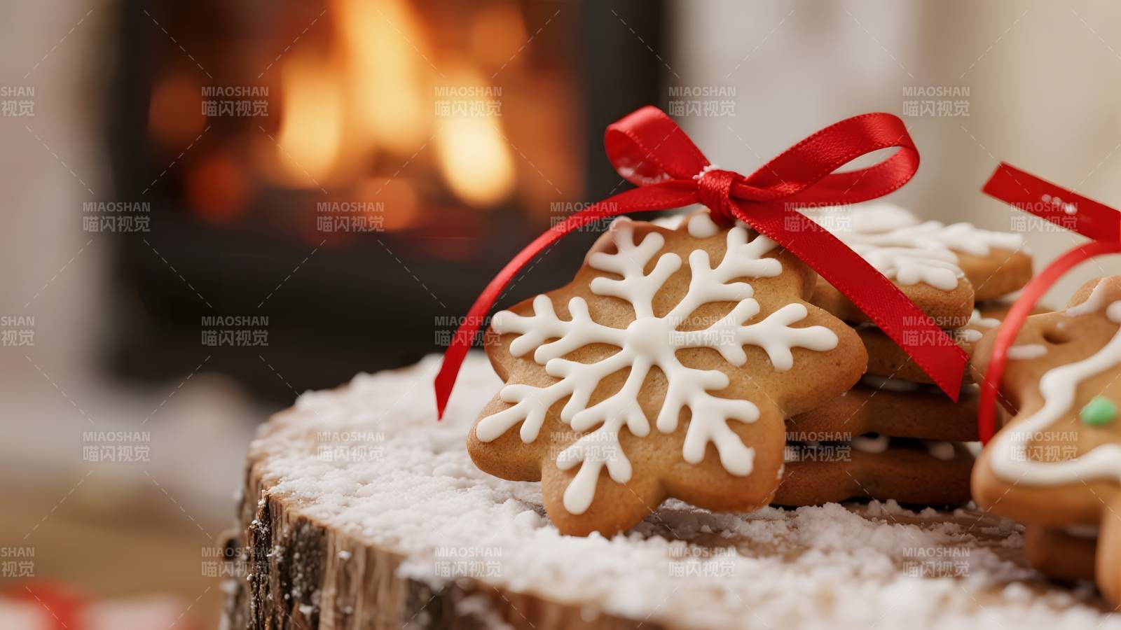 圣诞姜饼雪景图片