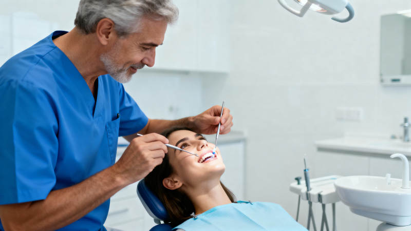 牙医检查患者牙齿图片