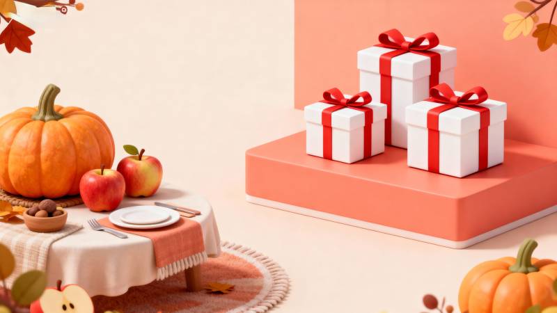 秋日礼盒与丰收图片