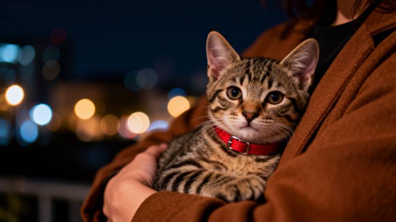 夜色中的小猫图片