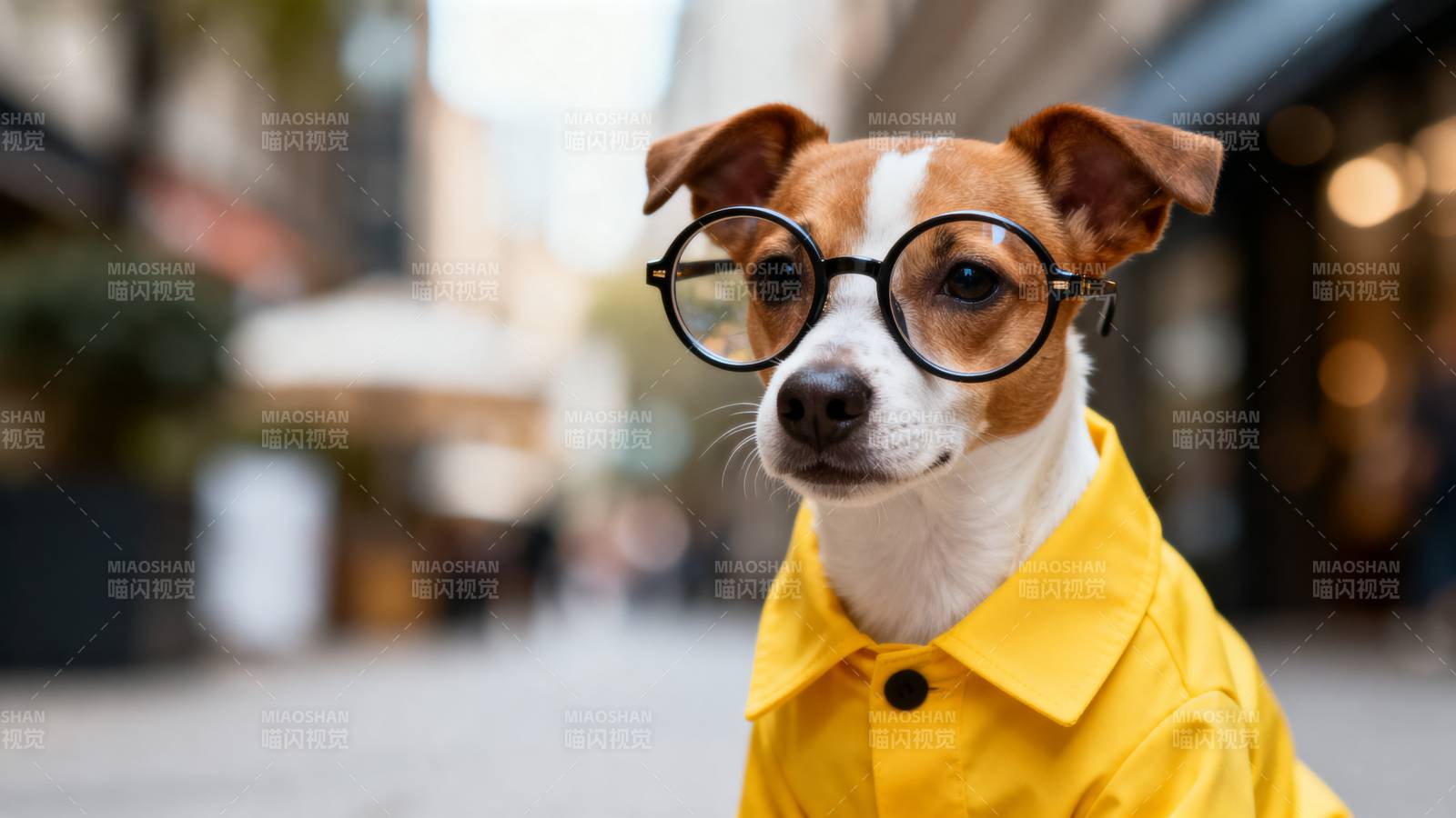 戴眼镜的狗狗街拍图片