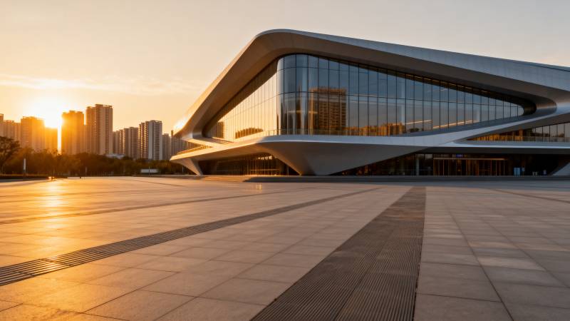 现代建筑日落美景图片