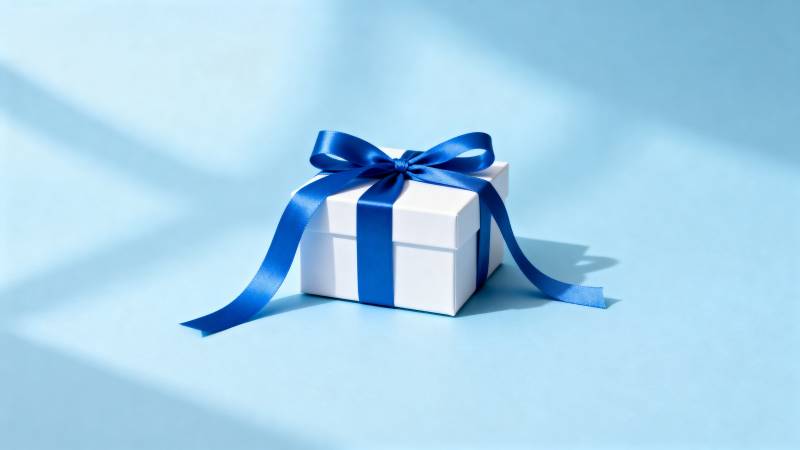 蓝丝带礼盒图片