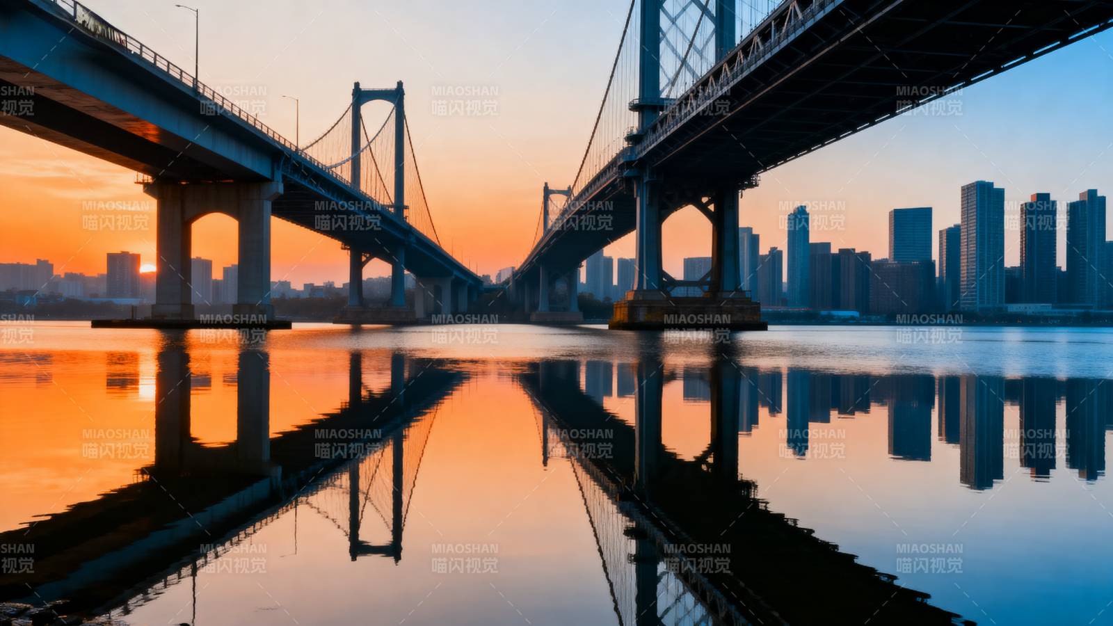 桥影映城辉图片