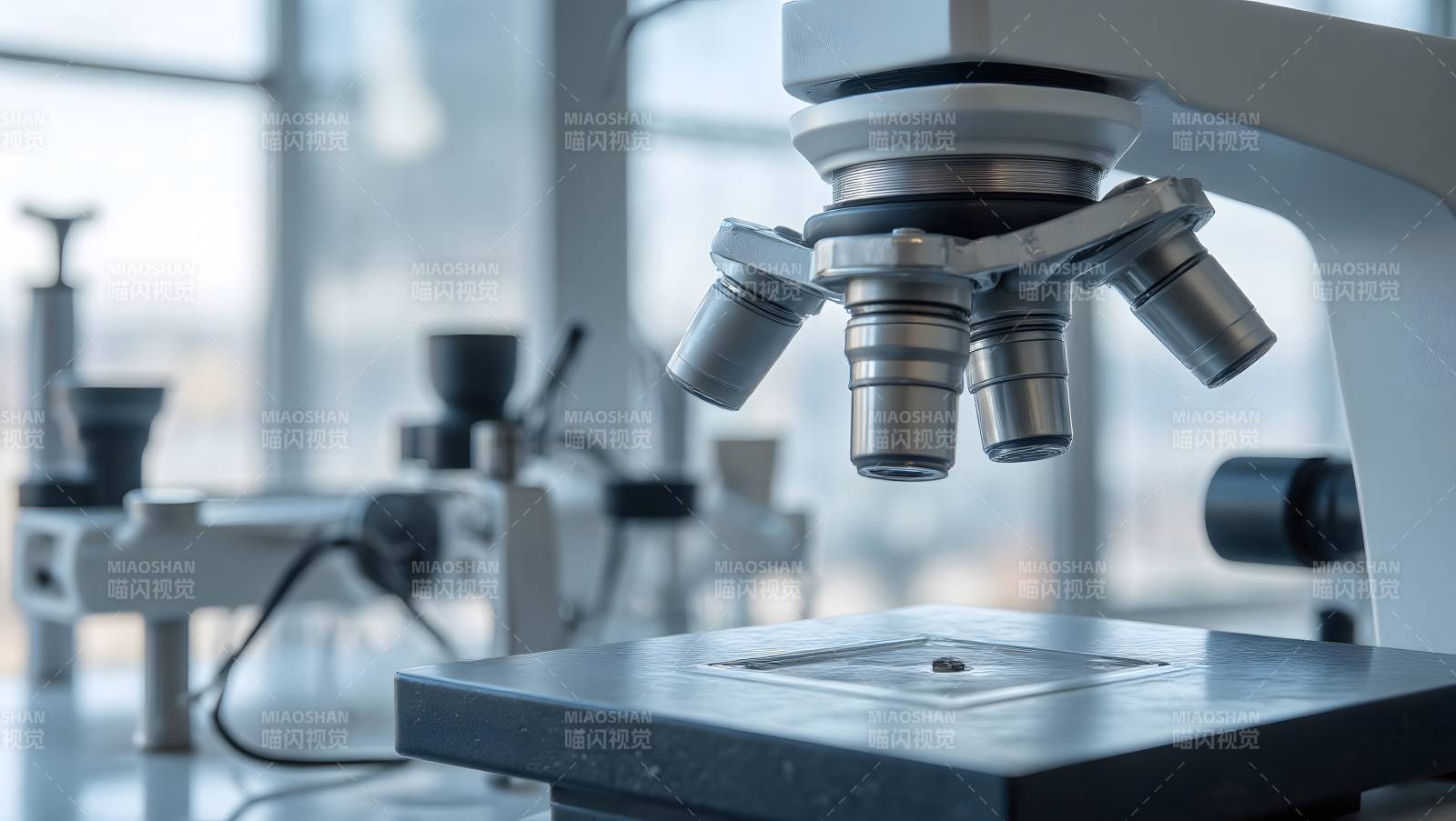 实验室显微镜特写图片