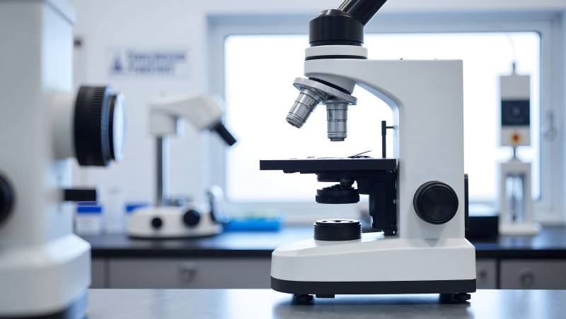 实验室显微镜特写图片