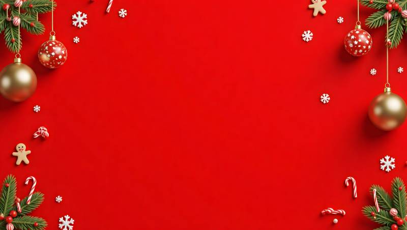 圣诞红背景装饰图片