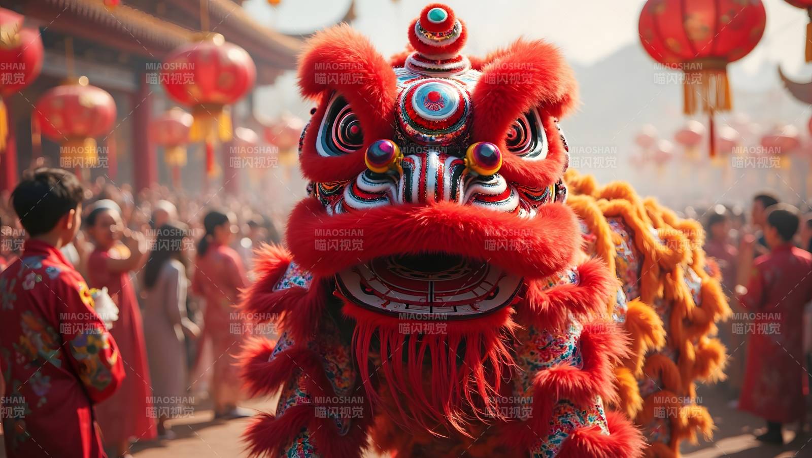 舞狮迎新春图片