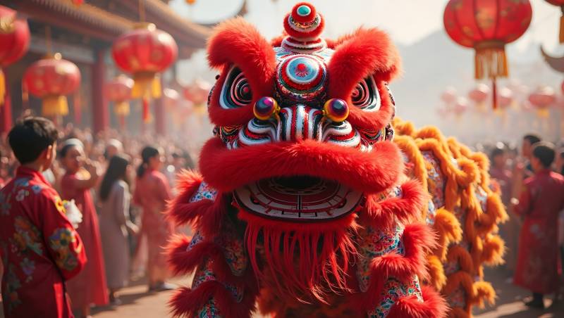 舞狮迎新春图片