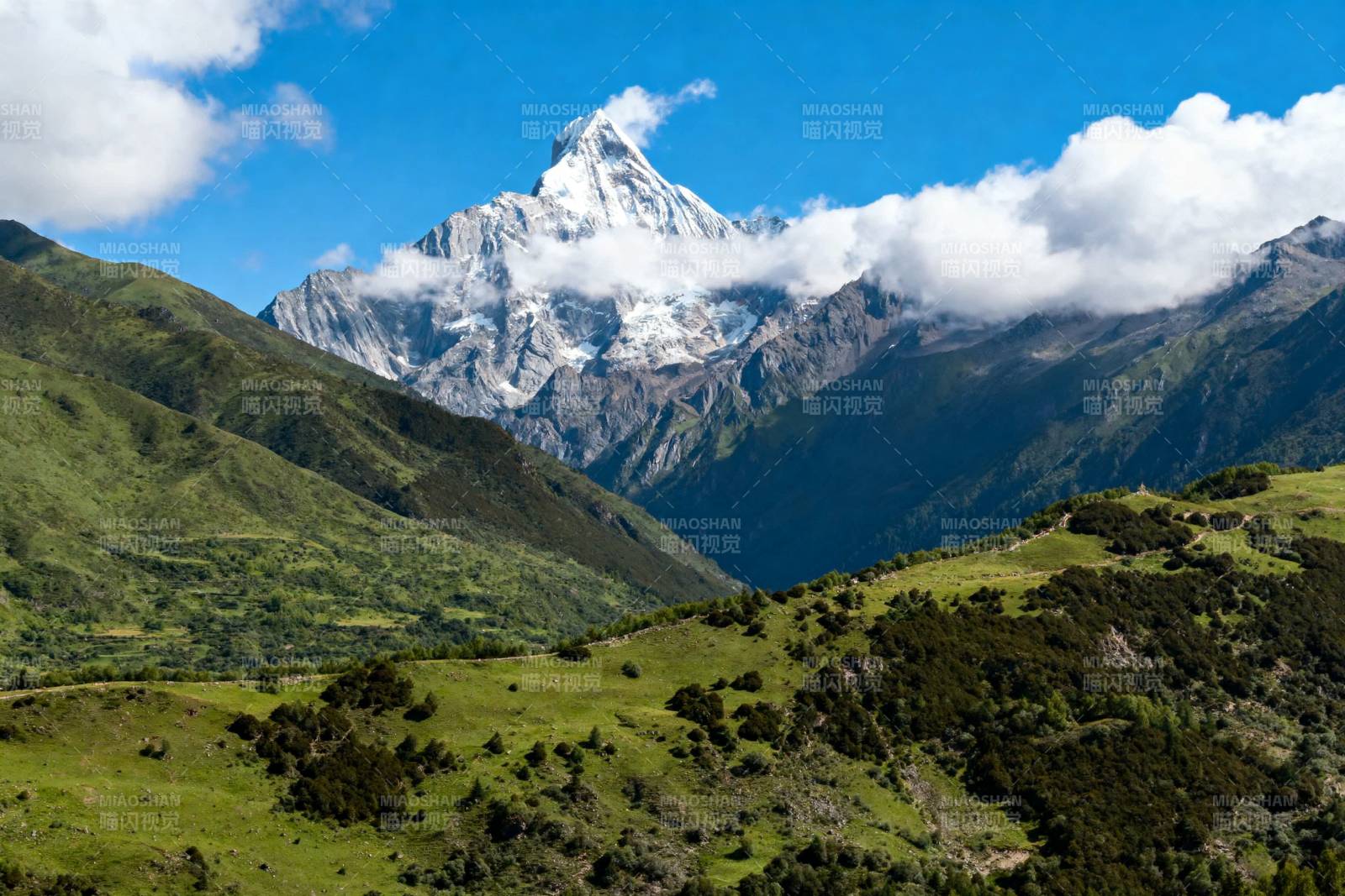 雪山巍峨绿谷幽图片