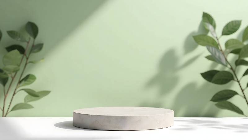 绿意盎然的展示台图片