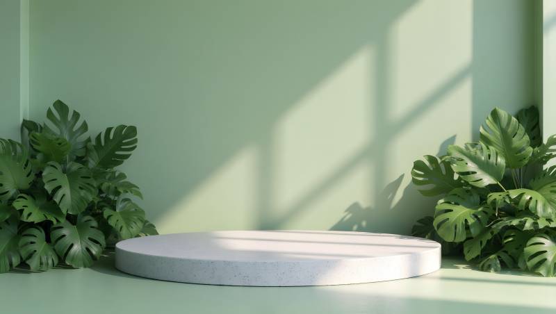 绿意盎然的展示台图片