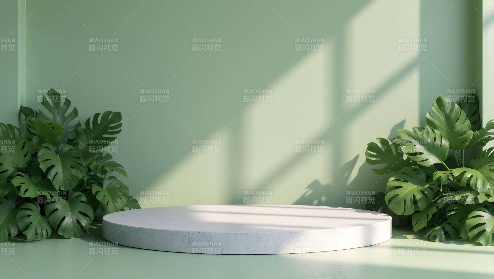 绿意盎然的展示台图片
