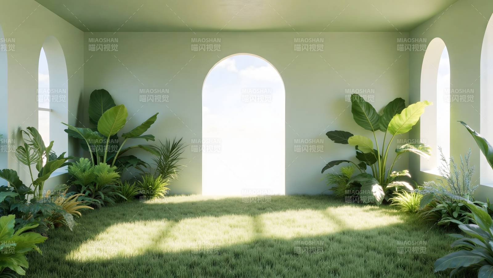 绿意盎然的室内花园图片