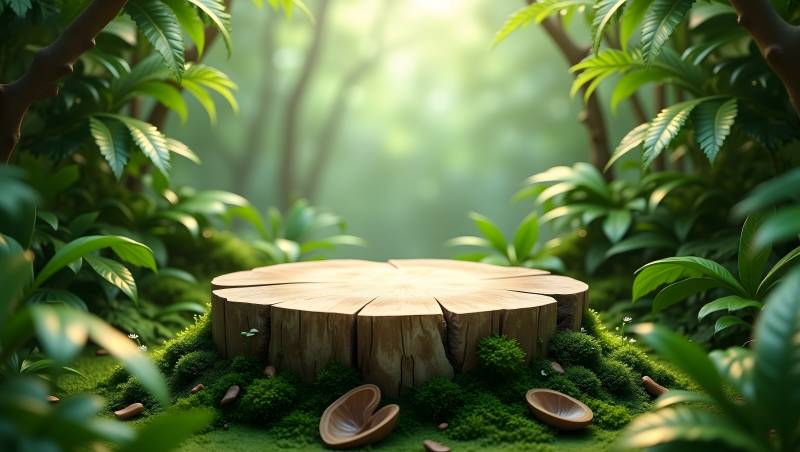 森林中的树桩图片