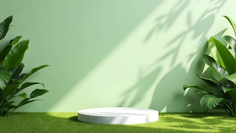 绿意盎然的展示台图片