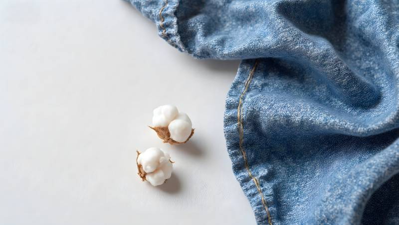 棉絮与牛仔布图片