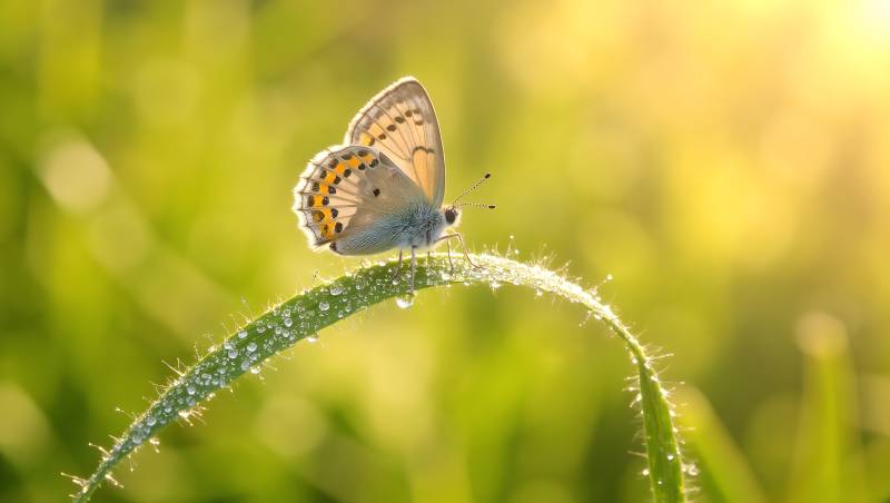 蝴蝶栖息草尖图片