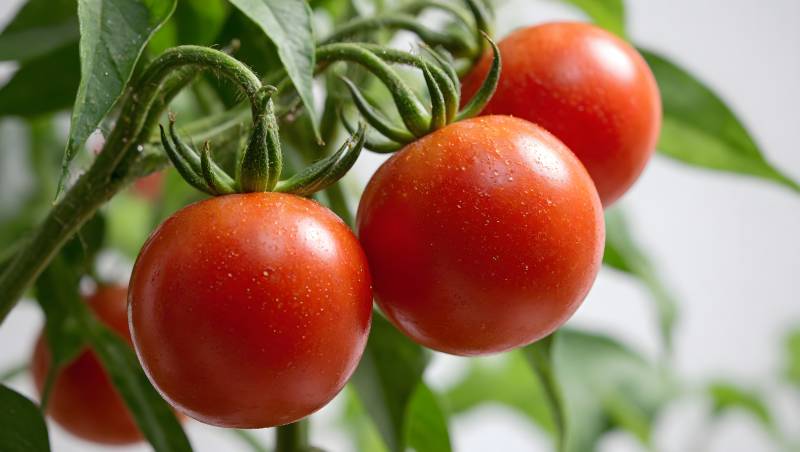 鲜红樱桃番茄挂枝头图片