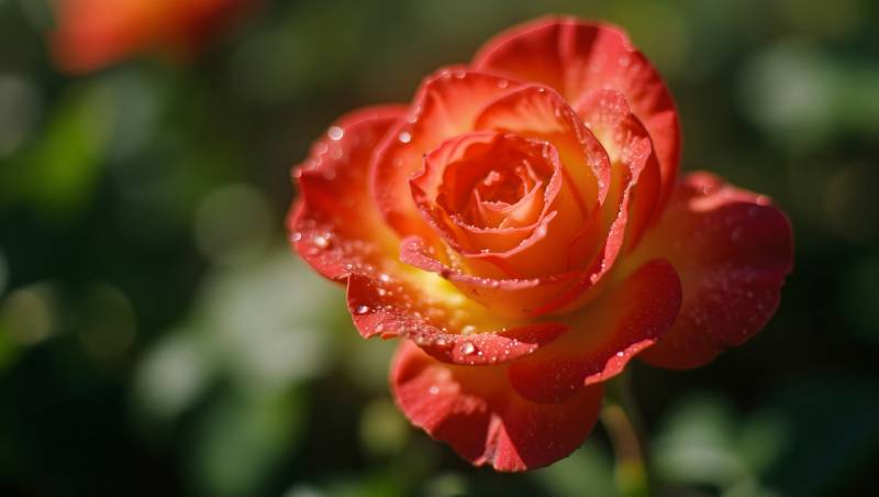 橙红玫瑰绽放图片