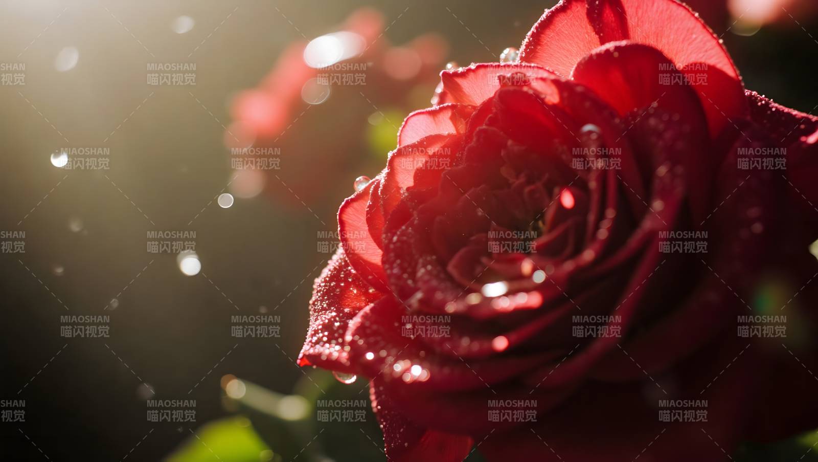 露珠红玫瑰图片