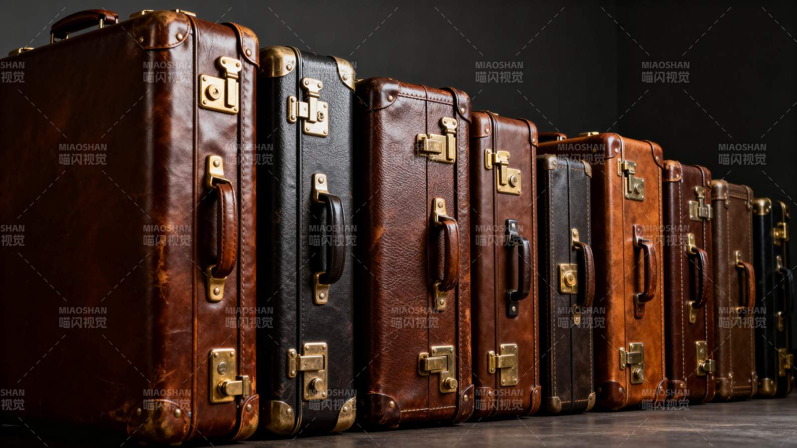 复古行李箱排列图片