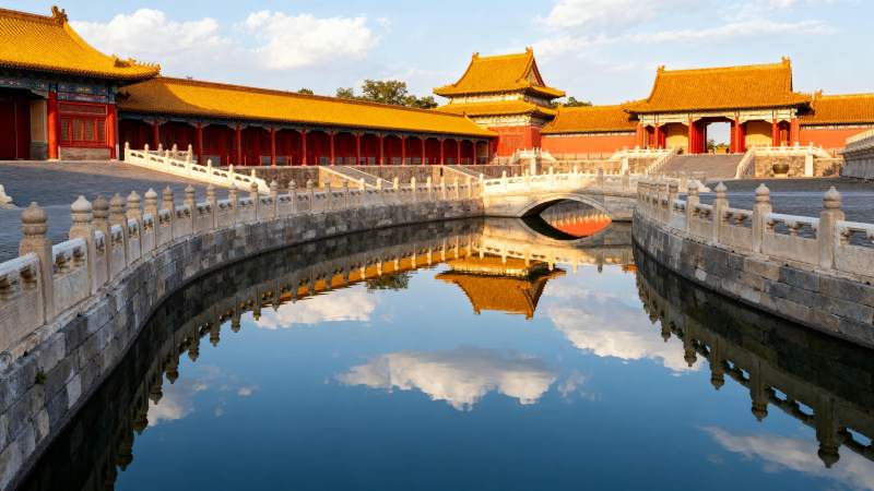 故宫金水桥倒影图片