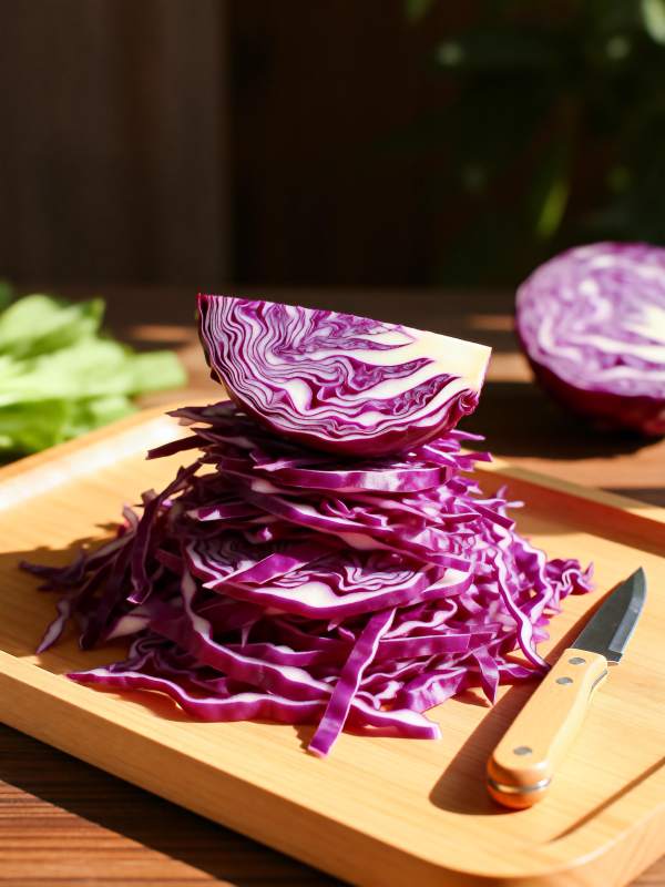 紫甘蓝切丝准备中图片