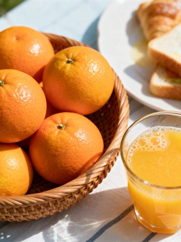 橙香晨光早餐图片