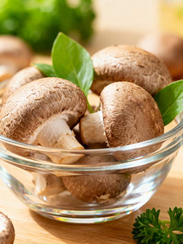 鲜嫩香菇配香草图片