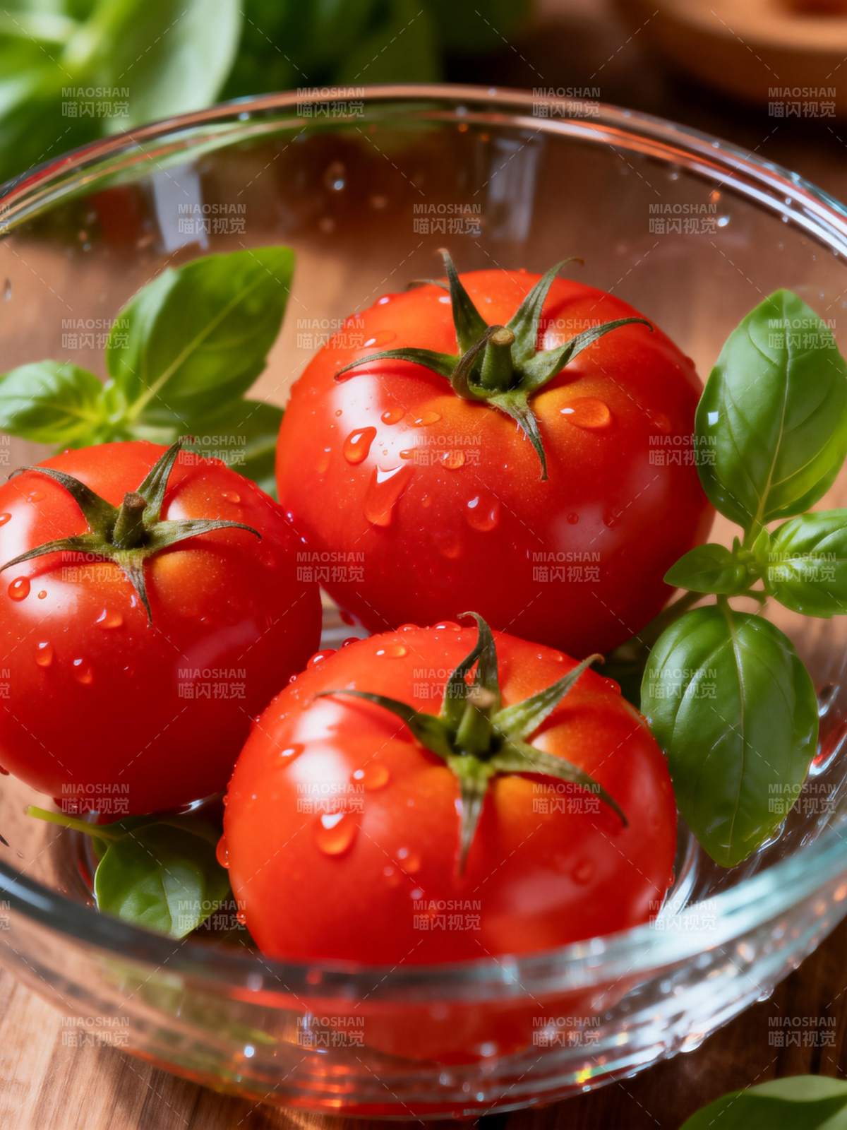 新鲜番茄配罗勒图片
