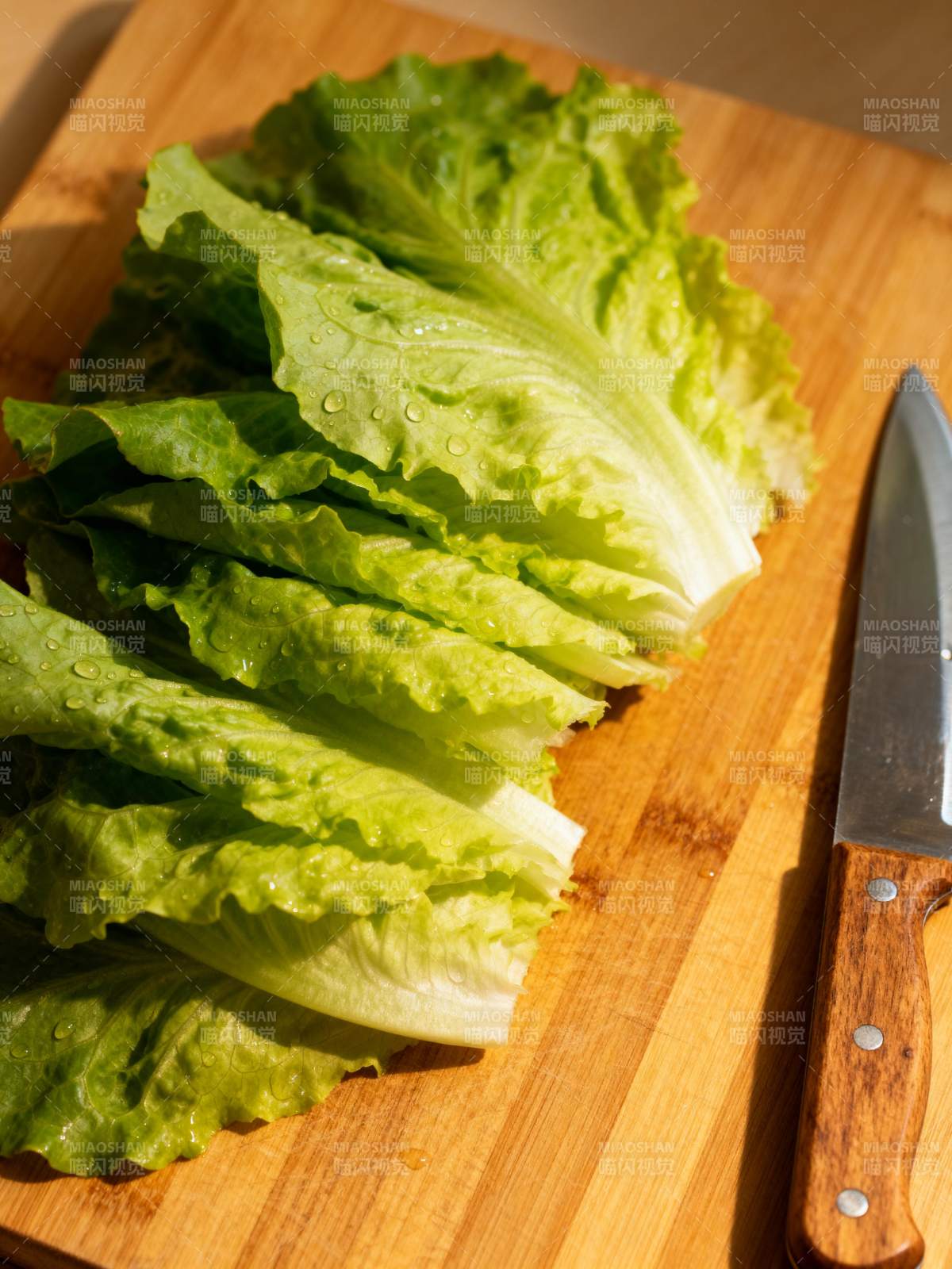 生菜切片准备中图片