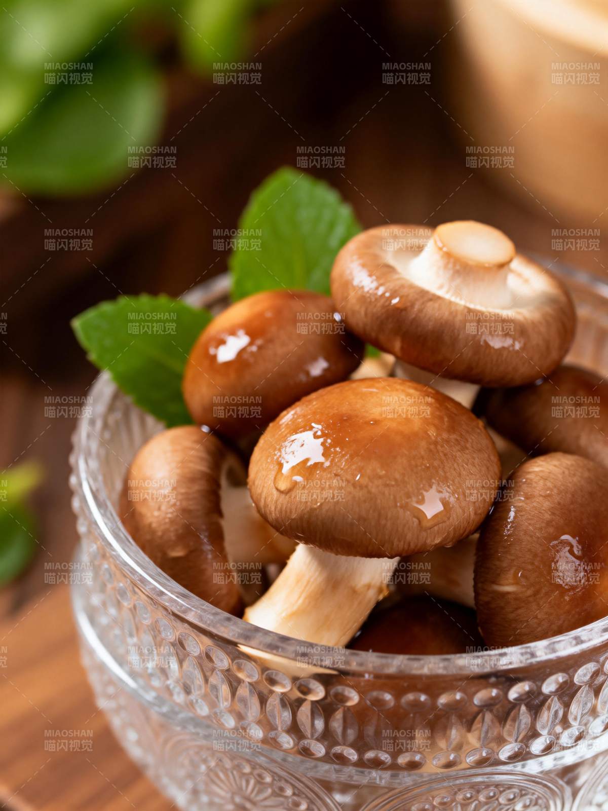 鲜嫩香菇特写图片