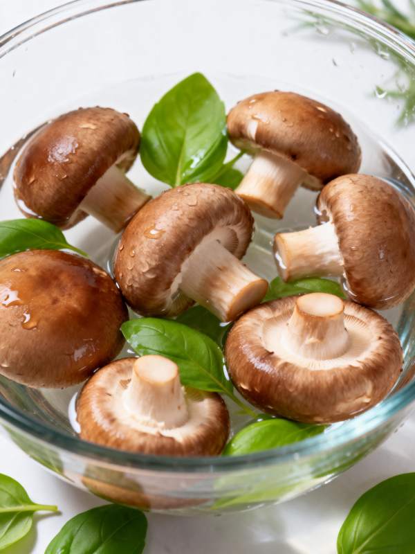 鲜菇浸水配香草图片