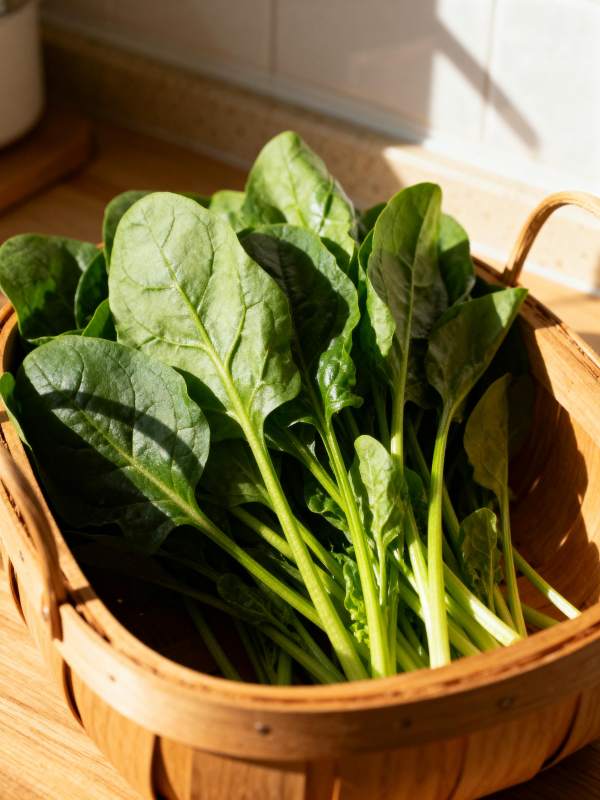新鲜菠菜入篮图片