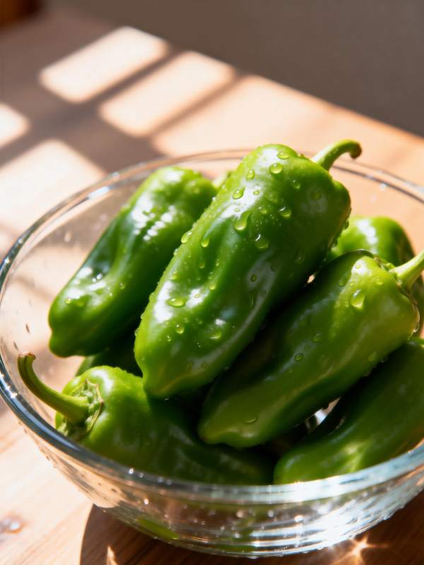 青椒水珠晶莹图片